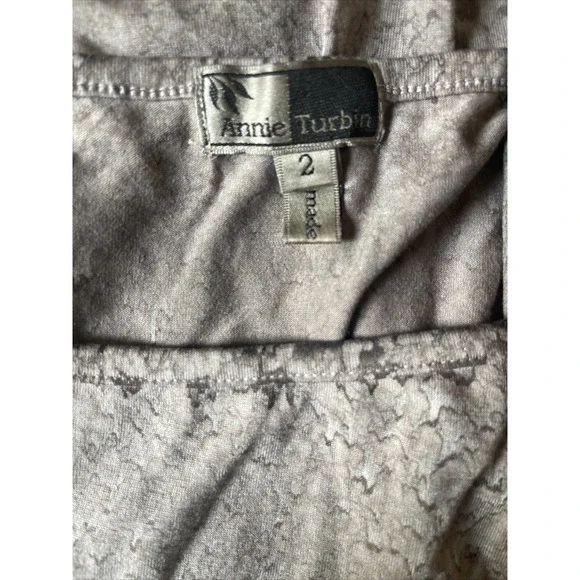 Annie Turbin Hand Dyed Watercolor Print Top Multi Taupe Sz 2 / Medium LS‎ Top - Picture 6 of 7